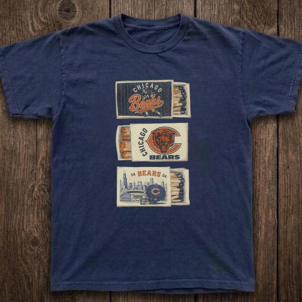 Graphic Chicago Bears Match Boxes Navy Blue T-shirt